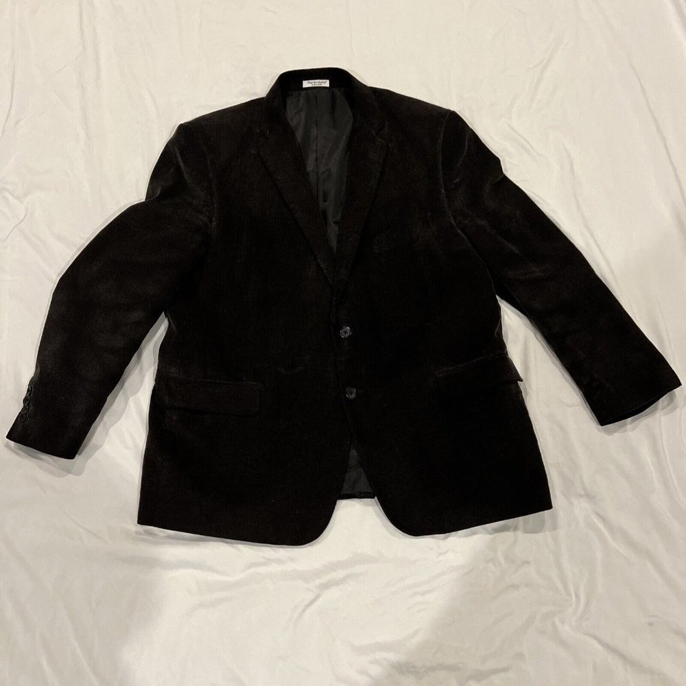 Pronto Uomo Mens Black Corduroy Blazer Sport Coat Two Button Casual Jacket 46S - Picture 2 of 16